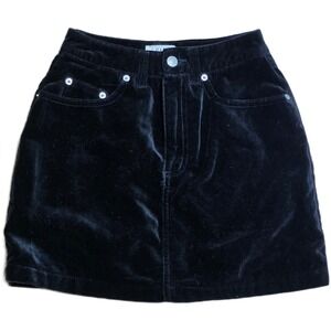 Vintage Gap Black Velvet Mini Skirt Women's Size 2‎ A Line Casual